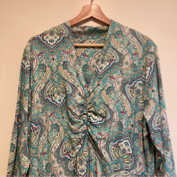 Soft Surroundings Aziza Midi Dress | 1X | Rayon Paisley Turquoise | 16W BohoChic - Picture 10 of 12
